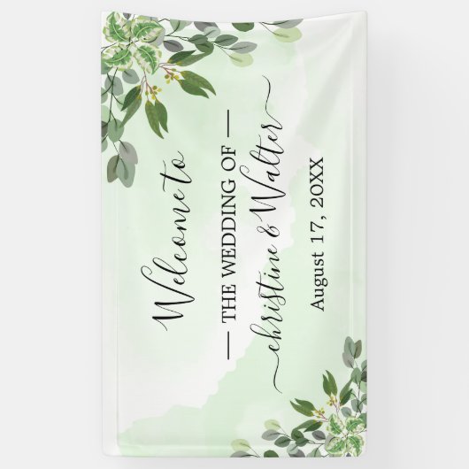 Eukalyptus Greenery Succulent Wedding Party Banner (Vertikal)