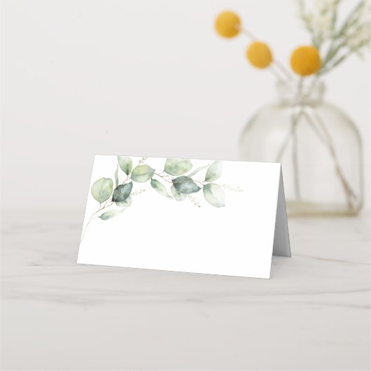 Eukalyptus Greenery Succulent Wedding Platzkarte (Vorderseite)