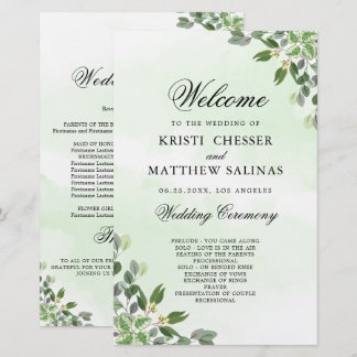Eukalyptus Greenery Succulent Wedding Programs