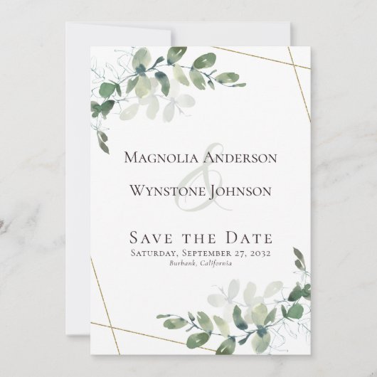 Eukalyptus Greenery Succulent Wedding Rett The Dat Save The Date (Vorderseite)