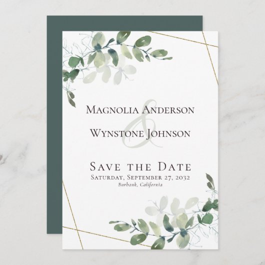 Eukalyptus Greenery Succulent Wedding Rett The Dat Save The Date (Vorne/Hinten)