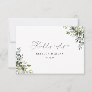 Eukalyptus Greenery Succulent Wedding RSVP Card
