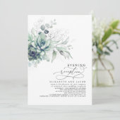 Eukalyptus Greenery Succulents Abend Empfang I Einladung (Stehend Vorderseite)