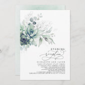 Eukalyptus Greenery Succulents Abend Empfang I Einladung (Vorne/Hinten)