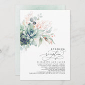 Eukalyptus Greenery Succulents Abend Empfang I Einladung (Vorne/Hinten)