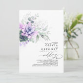 Eukalyptus Greenery Succulents und Silver Wedding Einladung (Stehend Vorderseite)