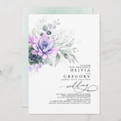 Eukalyptus Greenery Succulents und Silver Wedding Einladung (Vorne/Hinten)