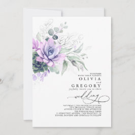 Eukalyptus Greenery Succulents und Silver Wedding Einladung