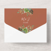 Eukalyptus Greenery Terracotta Monogram Wedding All In One Einladung (Rückseite)
