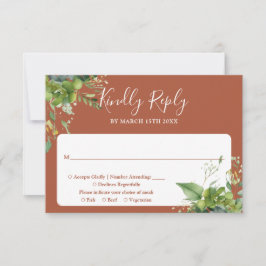 Eukalyptus Greenery Terracotta Wedding RSVP Karte