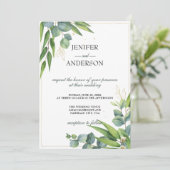 Eukalyptus Greenery Theme Wedding Einladung (Stehend Vorderseite)