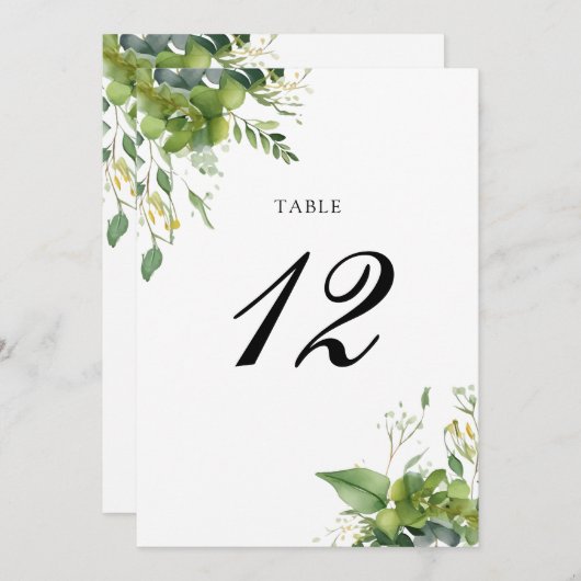 Eukalyptus Greenery Tischnummer (Vorne/Hinten)