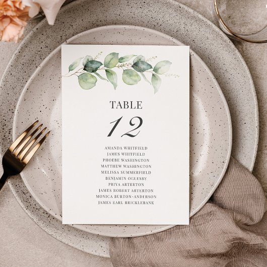 Eukalyptus Greenery Tischnummer 12 Seating Chart