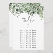 Eukalyptus Greenery Tischnummer 1 Sitzplan (Vorne/Hinten)