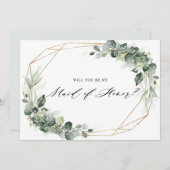 Eukalyptus Greenery Trauzeugin Einladung (Vorne/Hinten)
