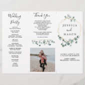 Eukalyptus Greenery Tri-Fold Wedding Program Foto Flyer (Vorne)