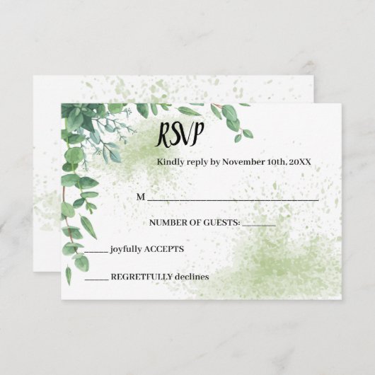 Eukalyptus Greenery UAWG Wedding Response Card RSVP Karte (Vorne/Hinten)