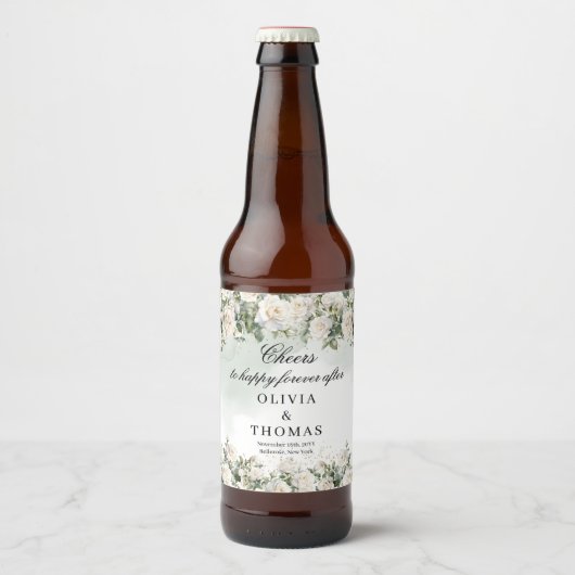 Eukalyptus Greenery und Gold Bierflaschenetikett (Vorderseite)