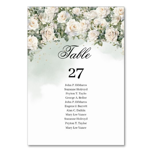 Eukalyptus Greenery und Gold Tischnummer (Rückseite)