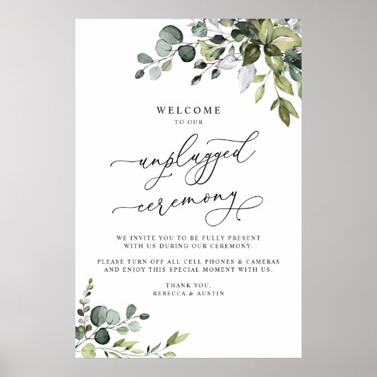 Eukalyptus Greenery Unplugged Wedding Zeremony Poster (Vorne)