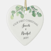 Eukalyptus Greenery Verheiratete Weihnachten Keramik Ornament (Rechts)