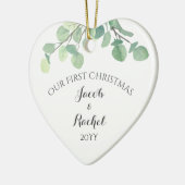 Eukalyptus Greenery Verheiratete Weihnachten Keramik Ornament (Links)