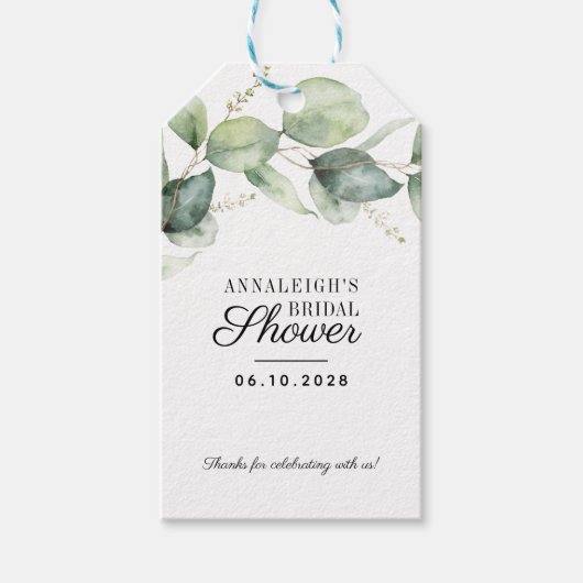 Eukalyptus Greenery Vielen Dank Brautparty Geschenkanhänger (Vorderseite)