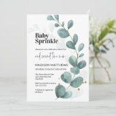Eukalyptus Greenery Watercolor Baby Sprinkle Einladung (Stehend Vorderseite)