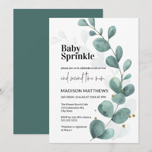 Eukalyptus Greenery Watercolor Baby Sprinkle Einladung