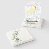 Eukalyptus Greenery Watercolor Botanical Steinuntersetzer (Seitenansicht)