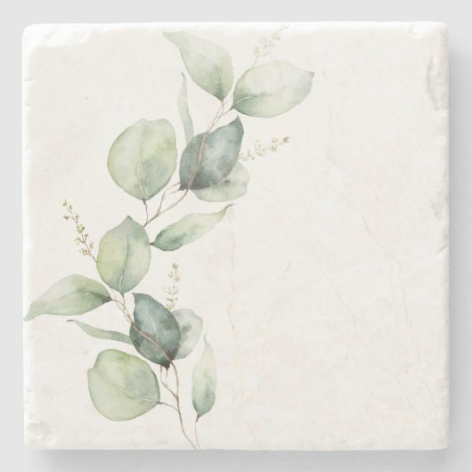 Eukalyptus Greenery Watercolor Botanical Steinuntersetzer (Vorderseite)