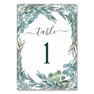 Eukalyptus Greenery Watercolor Botanische Hochzeit Tischnummer