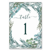 Eukalyptus Greenery Watercolor Botanische Hochzeit Tischnummer (Vorderseite)