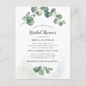 Eukalyptus Greenery Watercolor Brautparty Einladungspostkarte (Vorderseite)