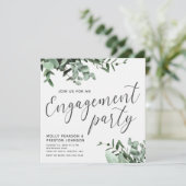 Eukalyptus Greenery Watercolor Engagement Party Einladung (Stehend Vorderseite)