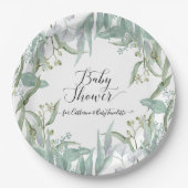 Eukalyptus Greenery Watercolor Foliage Baby Shower Pappteller (Vorderseite)