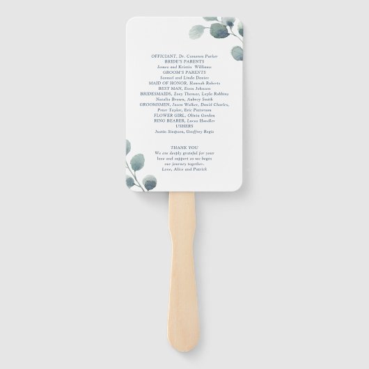 Eukalyptus Greenery Watercolor Foliage Dusty Blue Fächer (Rückseite)