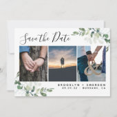 Eukalyptus Greenery Watercolor Foto Wedding Save The Date (Vorderseite)
