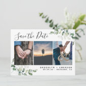Eukalyptus Greenery Watercolor Foto Wedding Save The Date (Stehend Vorderseite)