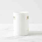 Eukalyptus Greenery Watercolor Gold Monogram T Porzellantasse (Vorderseite)