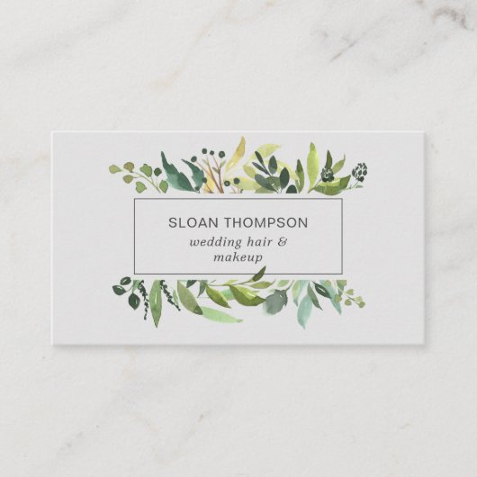 Eukalyptus Greenery Watercolor Gray Visitenkarte (Vorderseite)