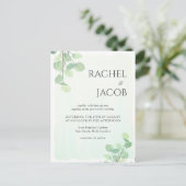Eukalyptus Greenery Watercolor Hochzeit Einladung Postkarte (Stehend Vorderseite)