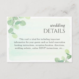 Eukalyptus Greenery Watercolor Hochzeitsdetails Begleitkarte