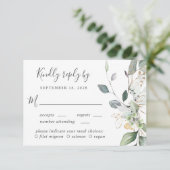 Eukalyptus Greenery Watercolor Meal Option Wedding RSVP Karte (Stehend Vorderseite)