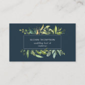 Eukalyptus Greenery Watercolor Navy Visitenkarte (Vorderseite)