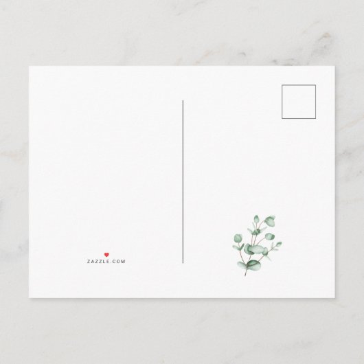 Eukalyptus Greenery Watercolor New Address Ankündigungspostkarte (Rückseite)