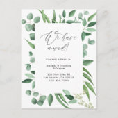 Eukalyptus Greenery Watercolor New Address Ankündigungspostkarte (Vorderseite)