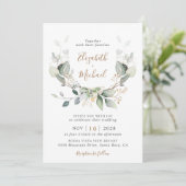 Eukalyptus Greenery Watercolor QR Code Wedding Einladung (Stehend Vorderseite)