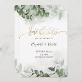 Eukalyptus Greenery Watercolor Save the Date (Vorne/Hinten)