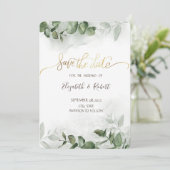 Eukalyptus Greenery Watercolor Save the Date (Stehend Vorderseite)